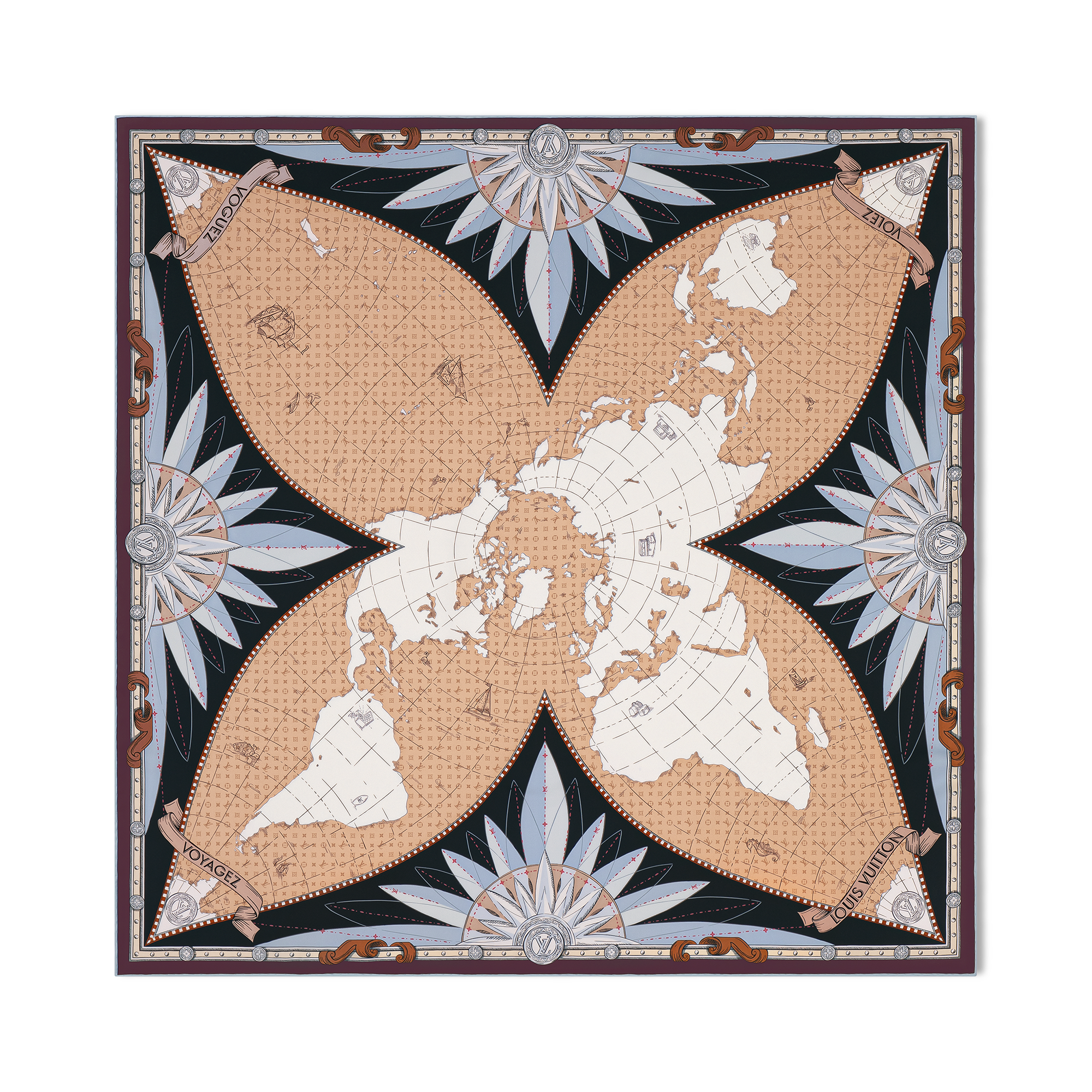 LV Map Square 90 - Luxury Silk Squares and Bandeaus 